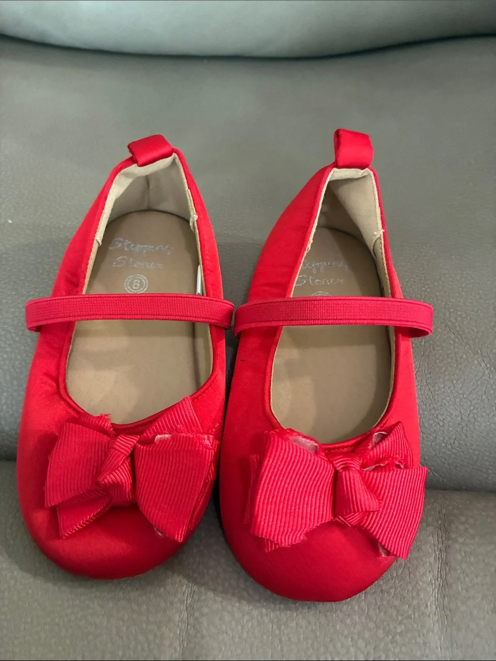Girls Red Mary Jane Dress Flats with Bow